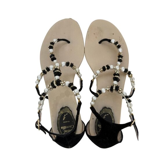 $985 Rene Caovilla t-strap pearl/beaded sandals size 9.5 / 39.5 - Picture 8 of 8
